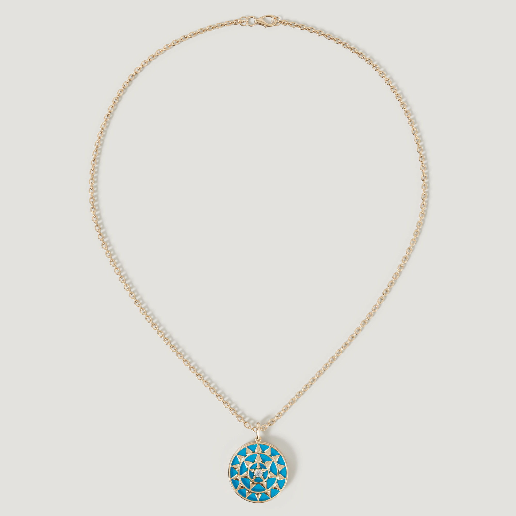 Shams 18k Yellow Gold Turquoise And Diamond Necklace