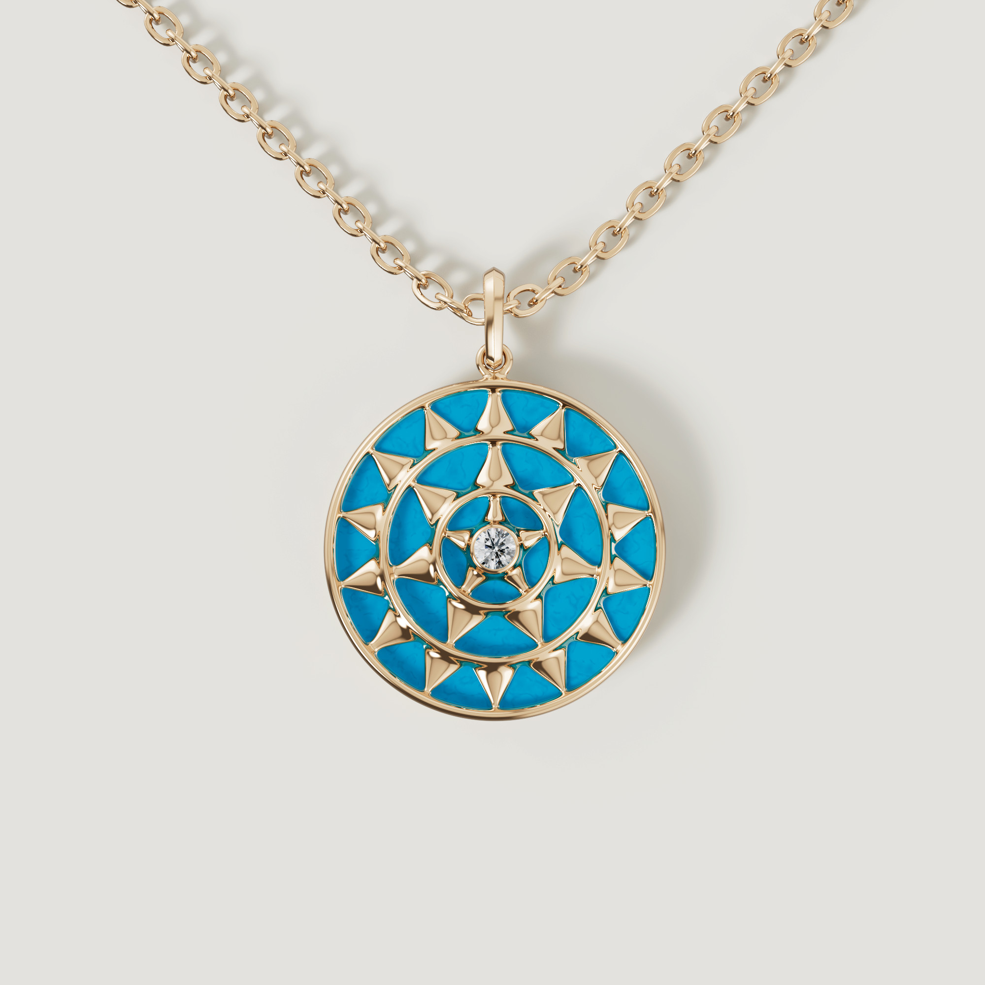 Shams 18k Yellow Gold Turquoise And Diamond Necklace