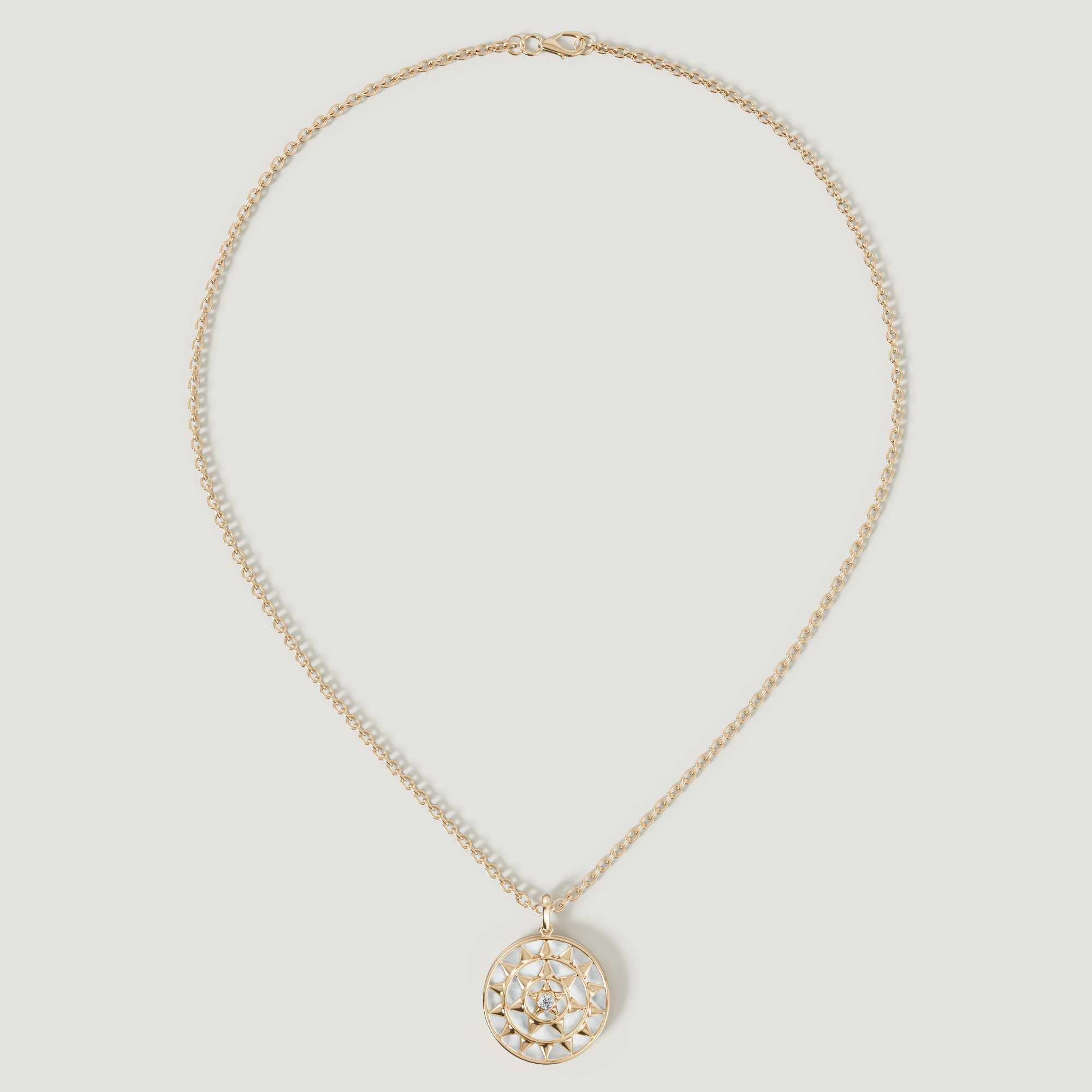 Shams 18K Yellow Gold White Mother Of Pearl And Diamond Necklace