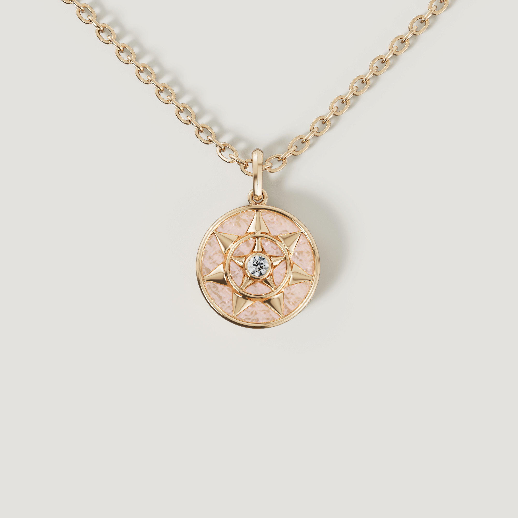 Shams 18K Yellow Gold Golden Mother Of Pearl And Diamond Necklace