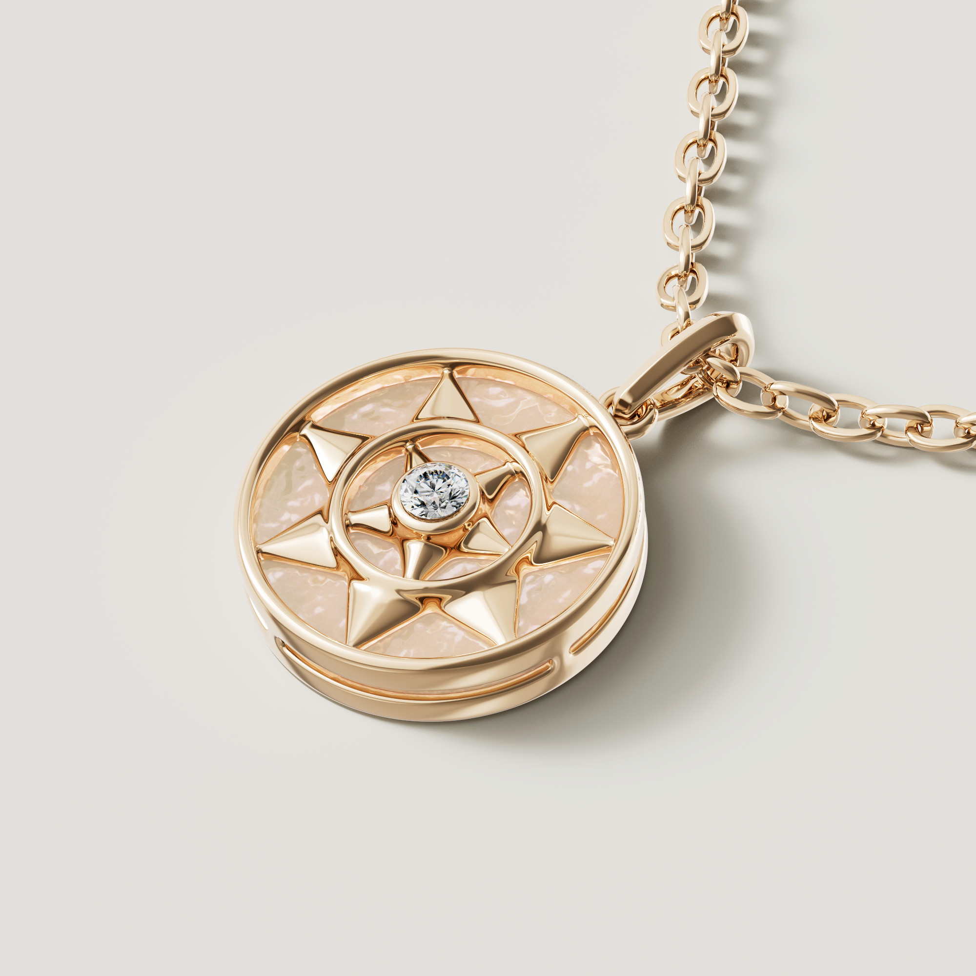 Shams 18K Yellow Gold Golden Mother Of Pearl And Diamond Necklace