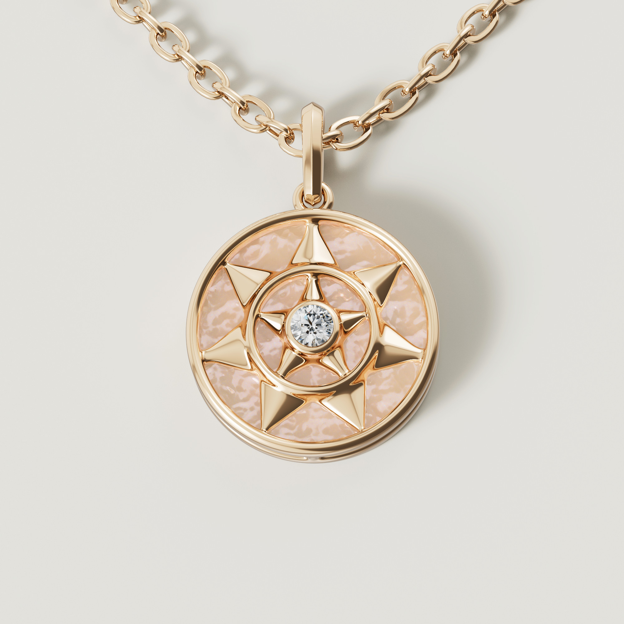 Shams 18K Yellow Gold Golden Mother Of Pearl And Diamond Necklace
