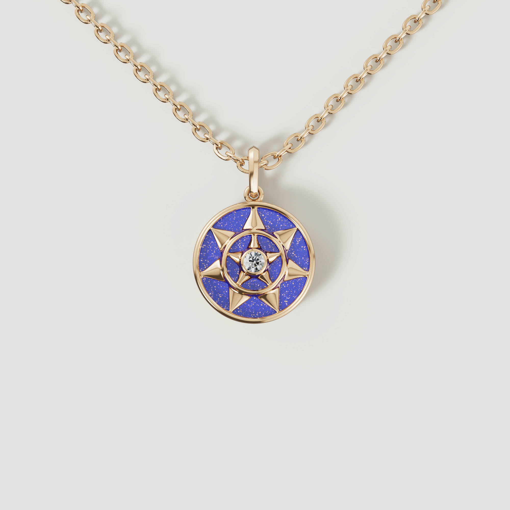 Shams 18k Yellow Gold Lapis Lazuli And Diamond Necklace