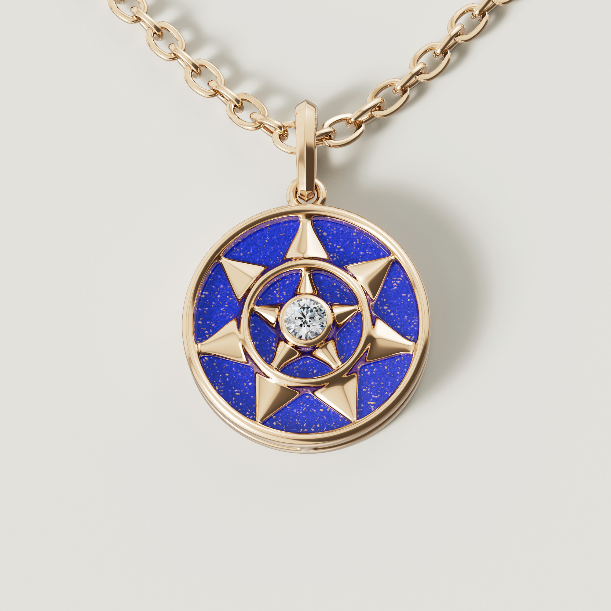 Shams 18k Yellow Gold Lapis Lazuli And Diamond Necklace