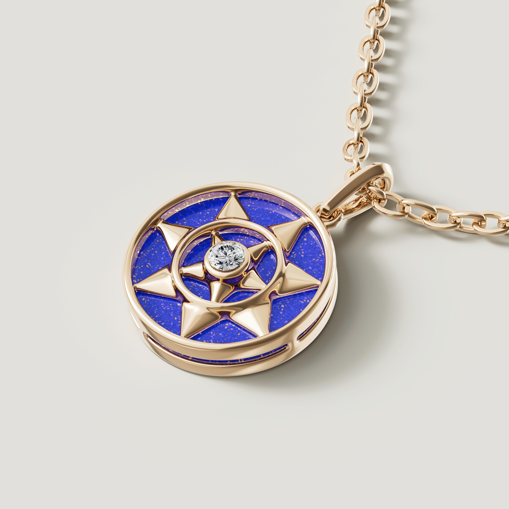 Shams 18k Yellow Gold Lapis Lazuli And Diamond Necklace