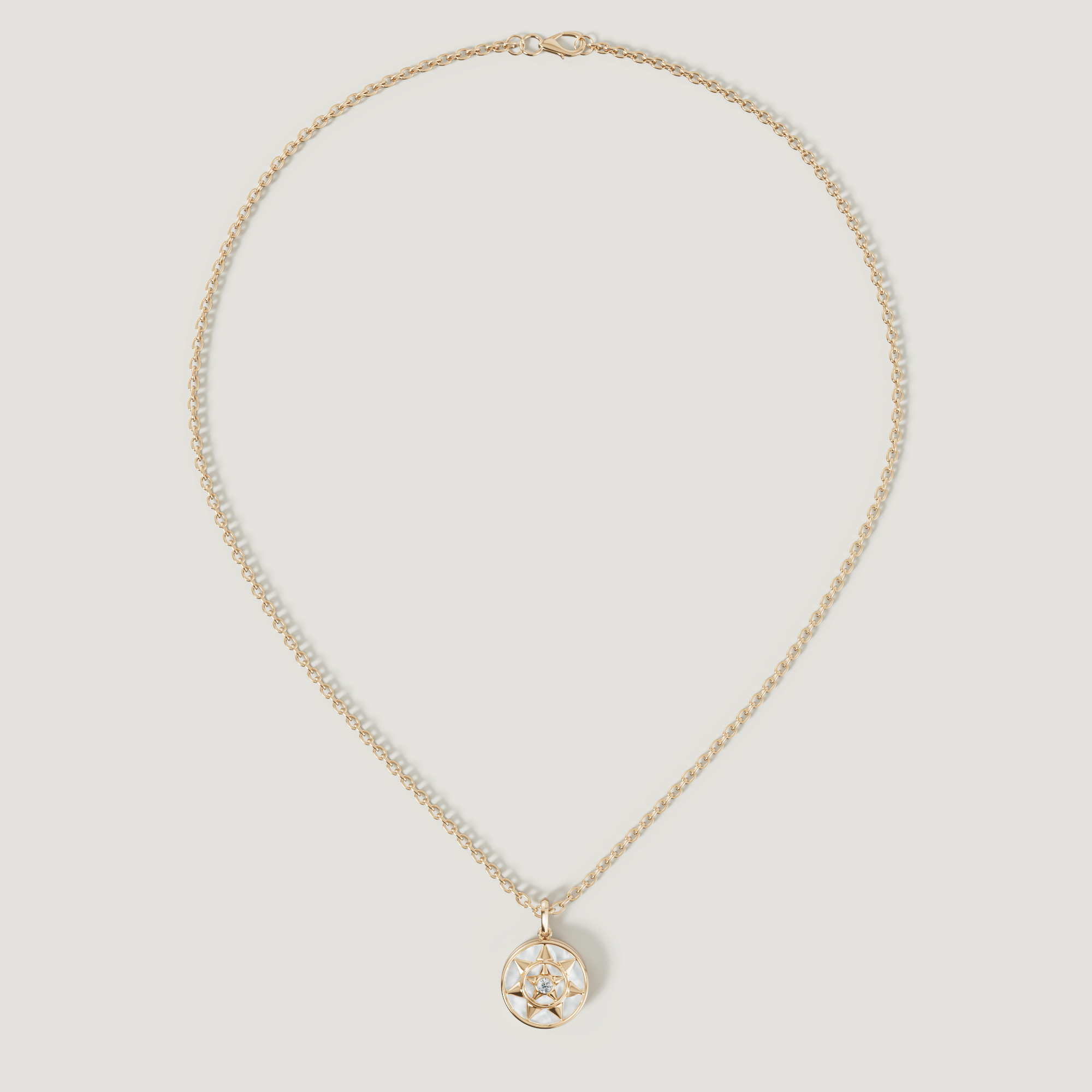 Shams 18K Yellow Gold White Mother Of Pearl And Diamond Necklace