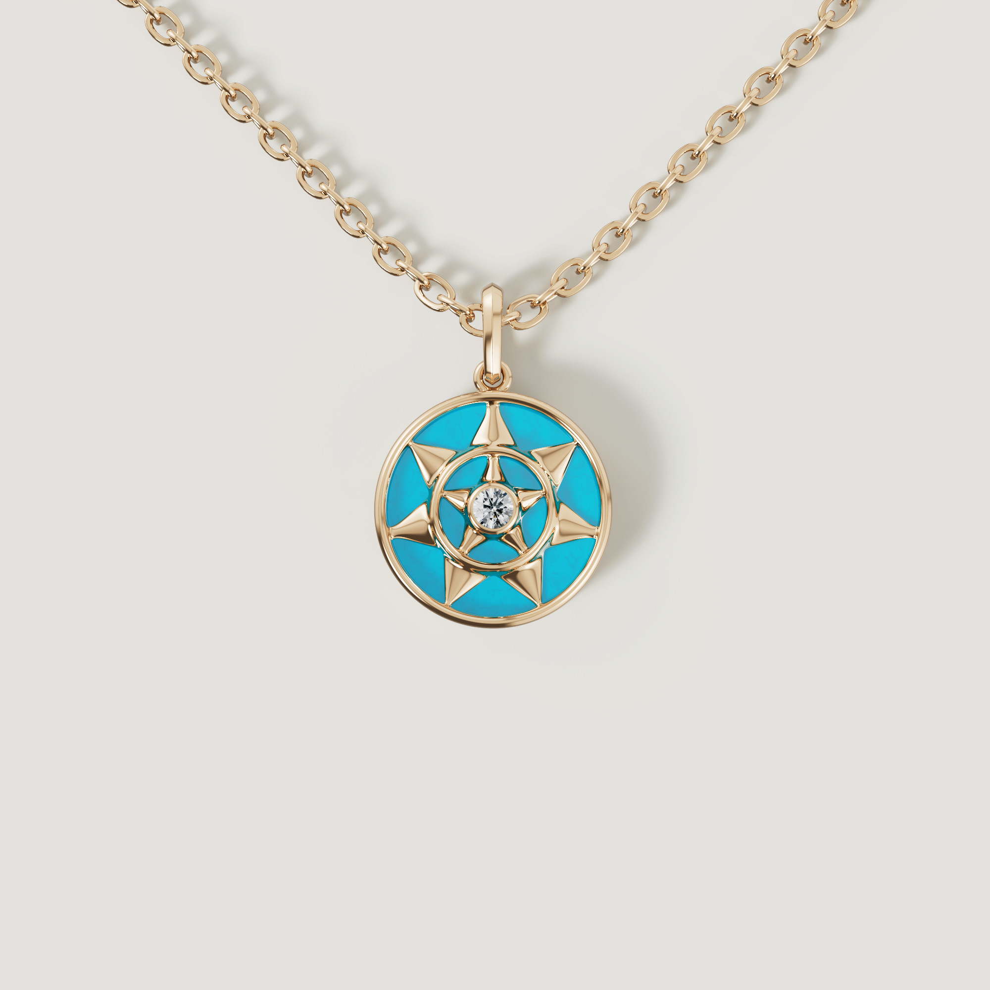 Shams 18K Yellow Gold Turquoise And Diamond Necklace