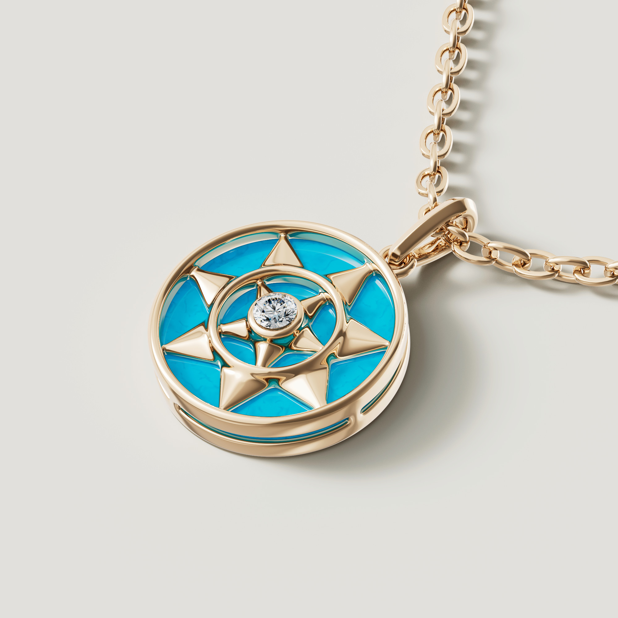 Shams 18K Yellow Gold Turquoise And Diamond Necklace