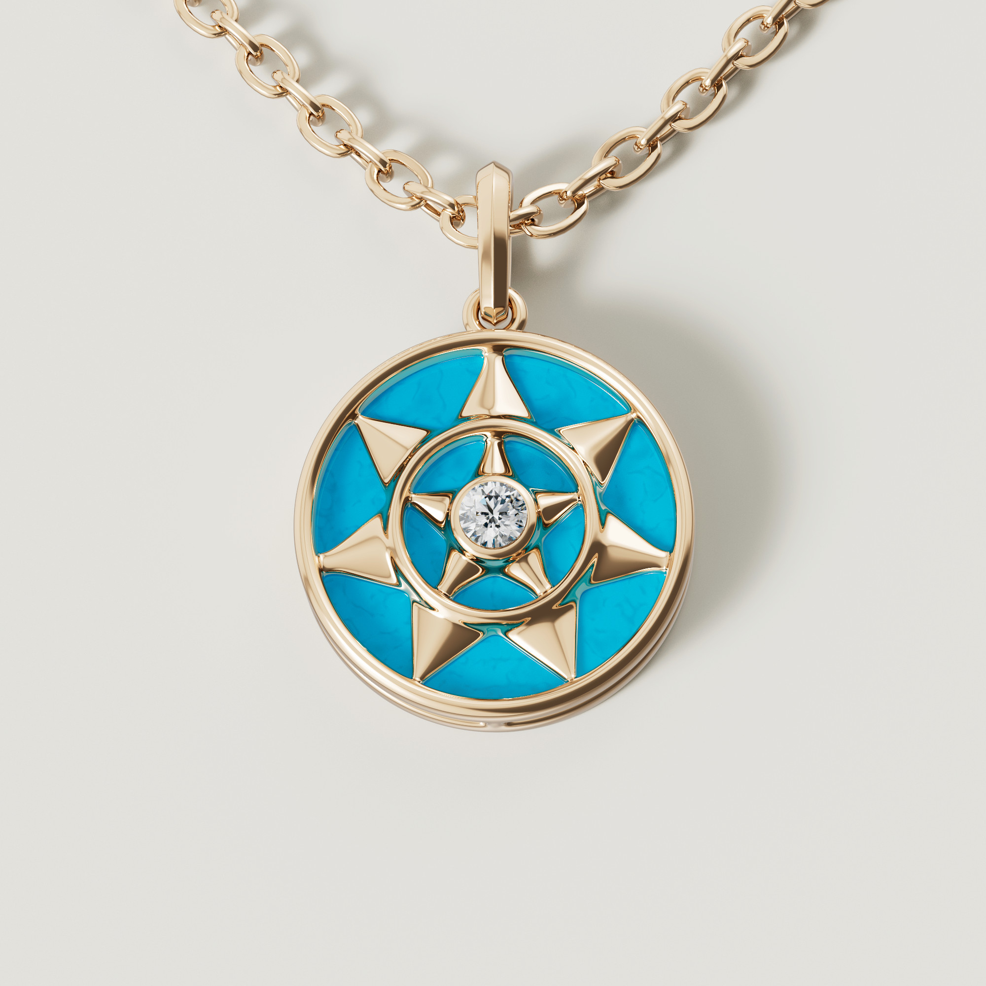 Shams 18K Yellow Gold Turquoise And Diamond Necklace