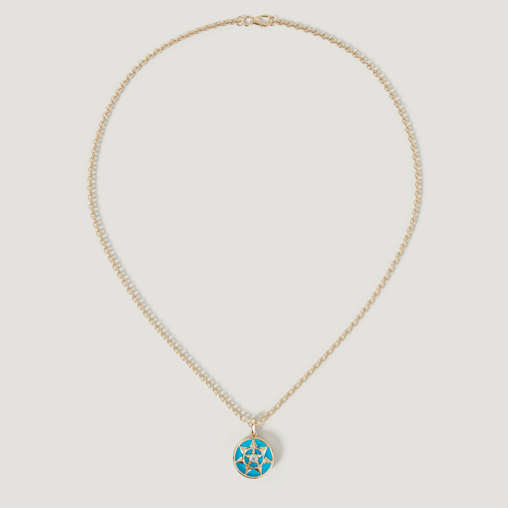 Shams 18K Yellow Gold Turquoise And Diamond Necklace