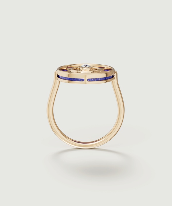 Shams 18k Yellow Gold Lapis Lazuli And Diamond Ring