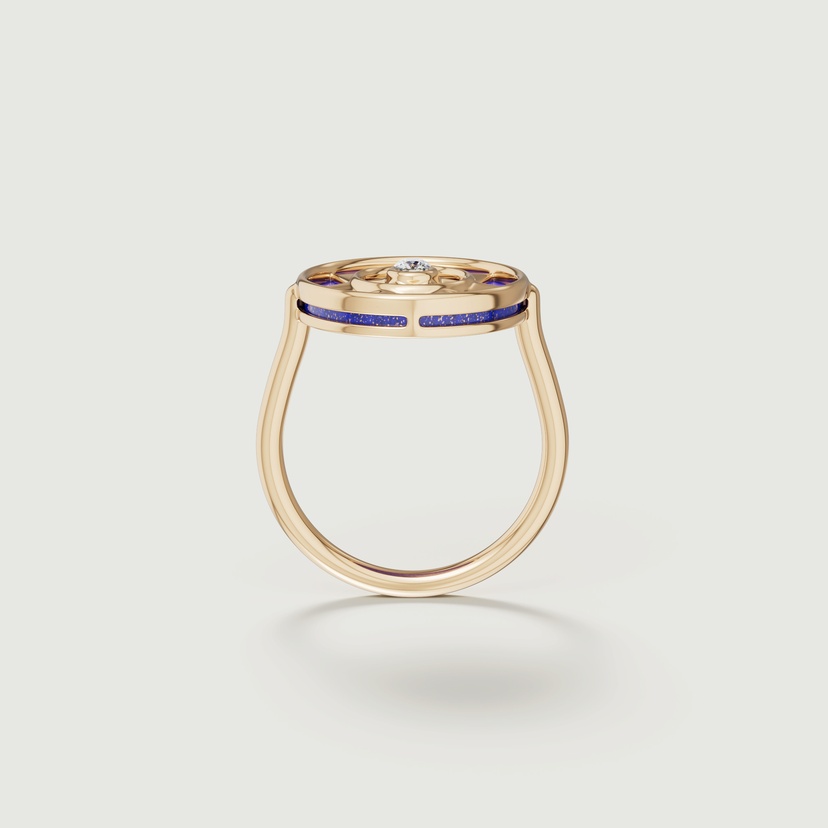 Shams 18K Yellow Gold Lapis Lazuli And Diamond Ring