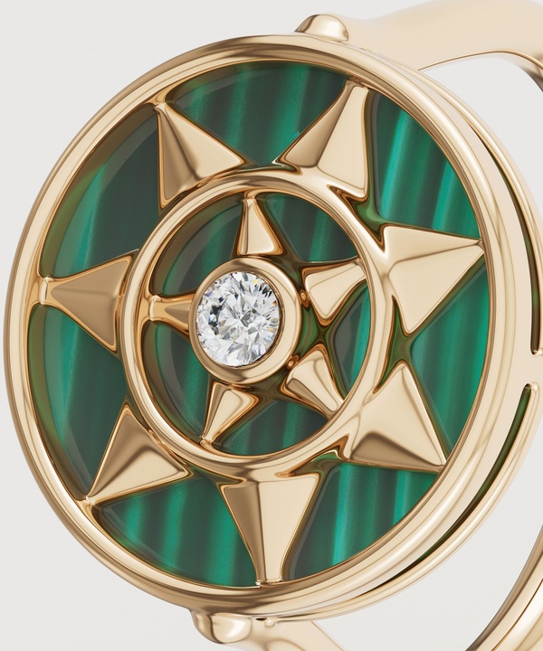 Shams 18k Yellow Gold Malachite And Diamond Ring