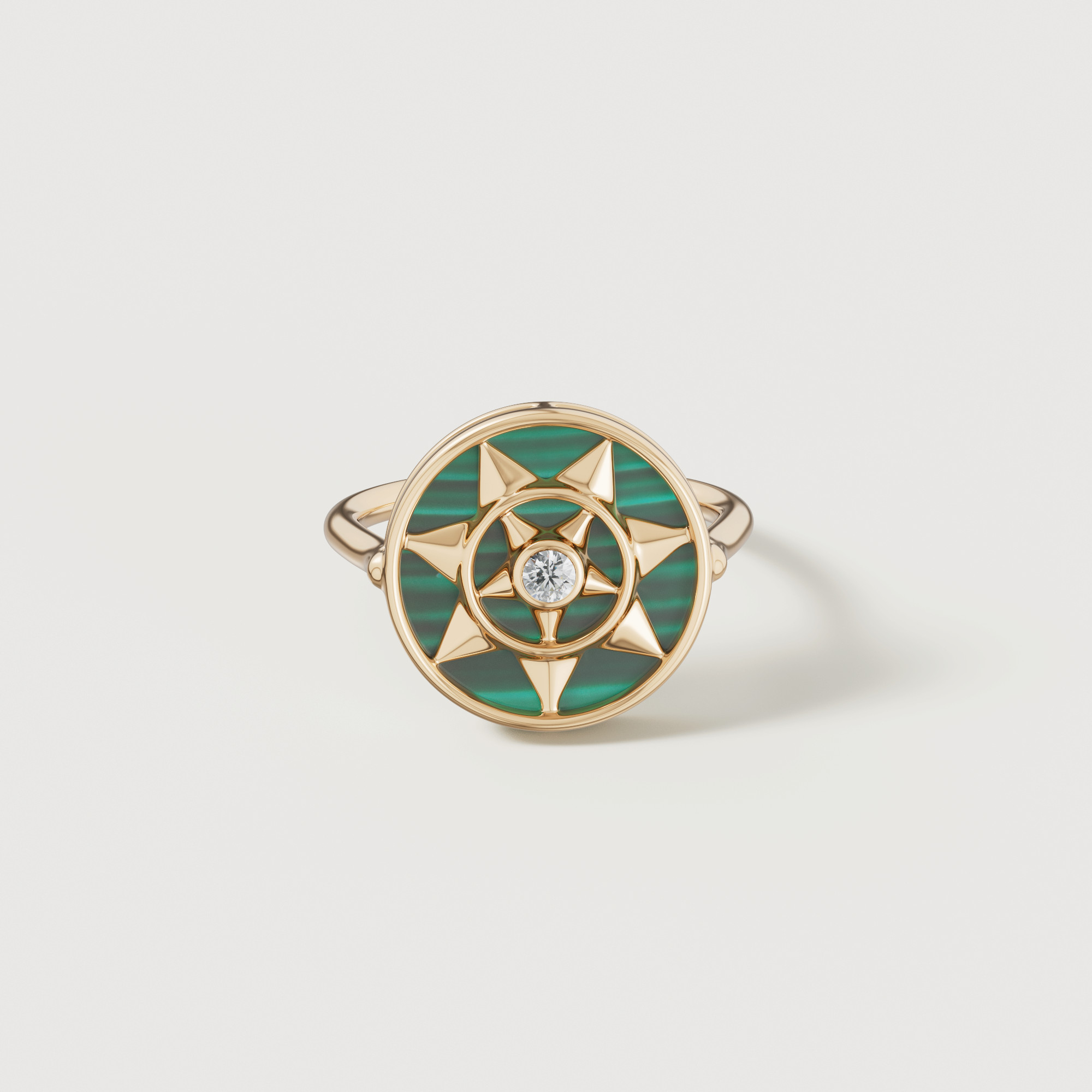 Shams 18K Yellow Gold Malachite And Diamond Ring