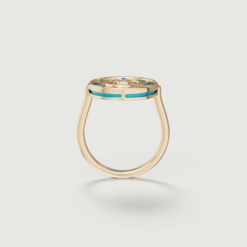 Shams 18K Yellow Gold Turquoise And Diamond Ring
