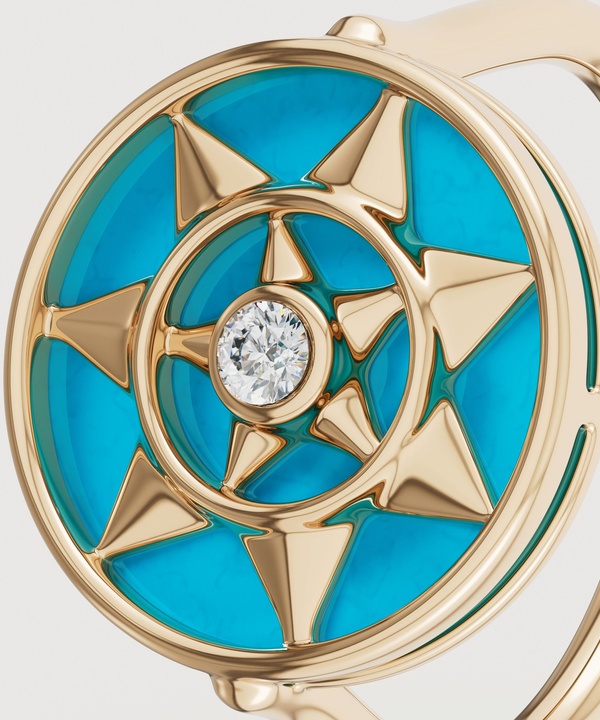 Shams 18k Yellow Gold Turquoise And Diamond Ring
