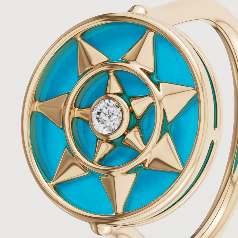 Shams 18K Yellow Gold Turquoise And Diamond Ring