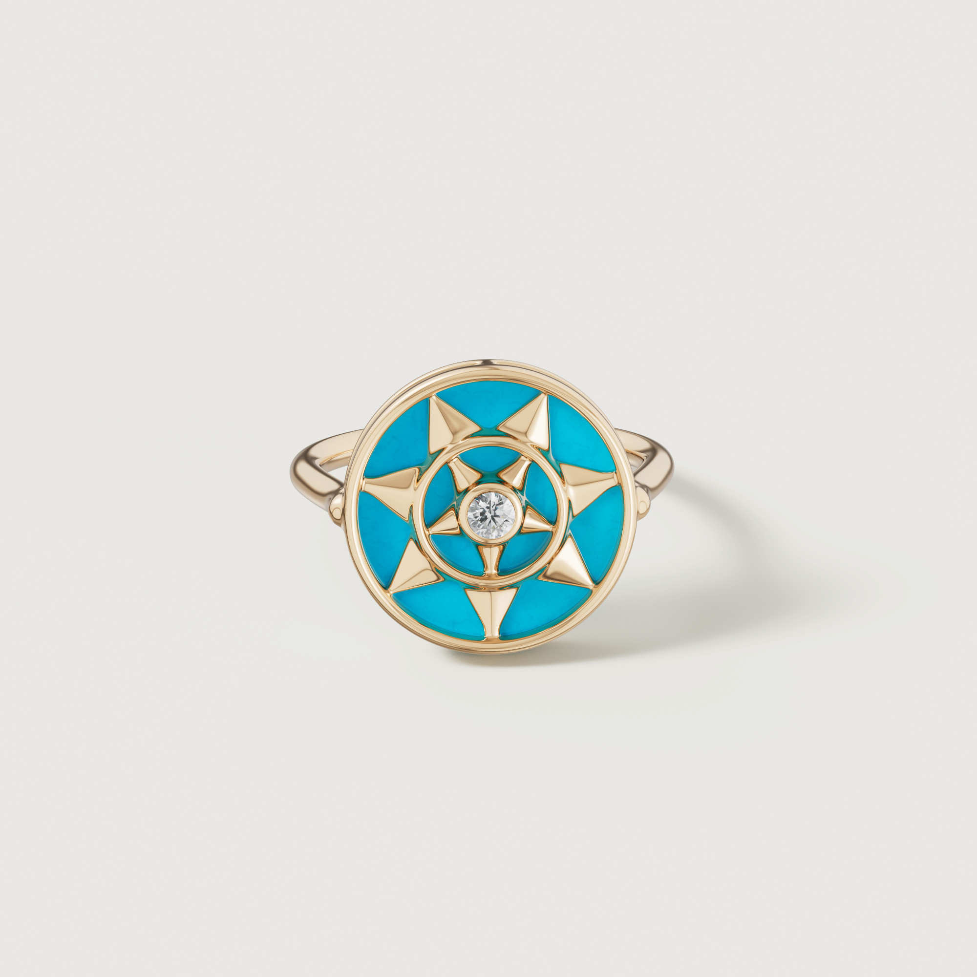 Shams 18K Yellow Gold Turquoise And Diamond Ring