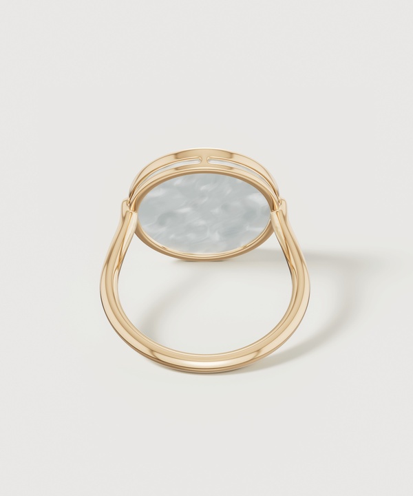 Shams 18k Yellow Gold White Mother Of Pearl And Diamond Ring