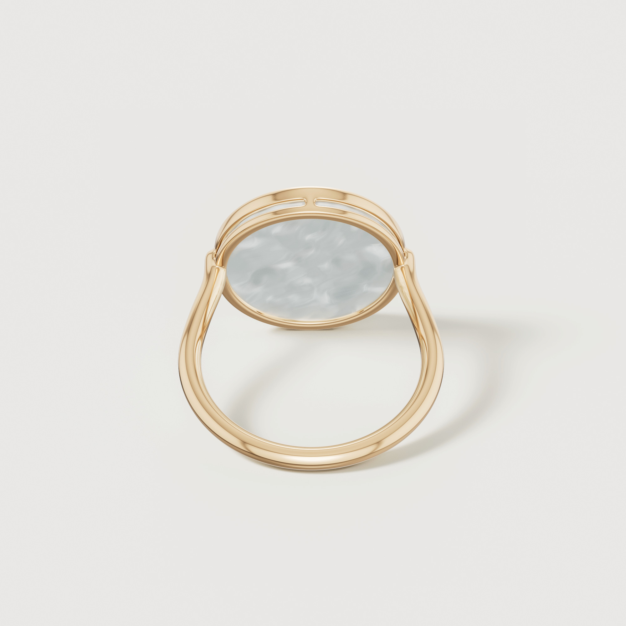 Shams 18K Yellow Gold White Mother Of Pearl And Diamond Ring