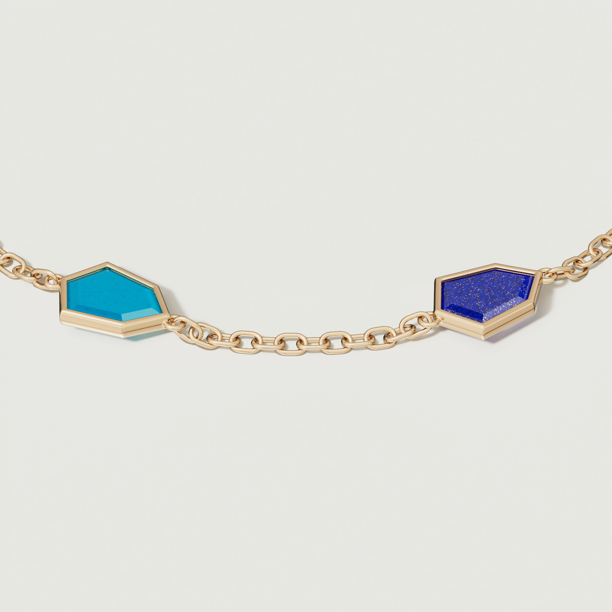Spring 18K Yellow Gold Bracelet With Swiss Blue Topaz London Blue Topaz Lapis Lazuli And Turquoise