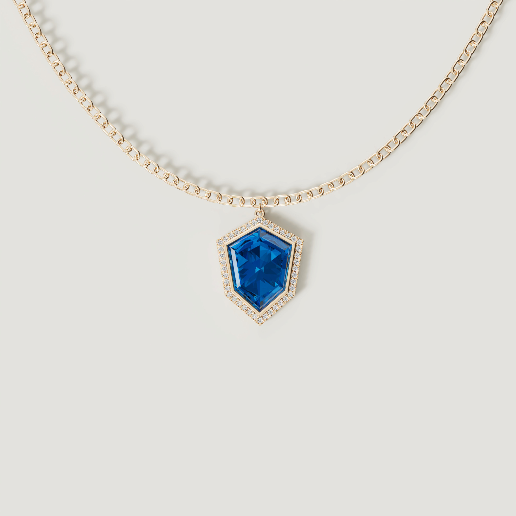 Spring 18k Yellow Gold Necklace With London Blue Topaz And Diamond