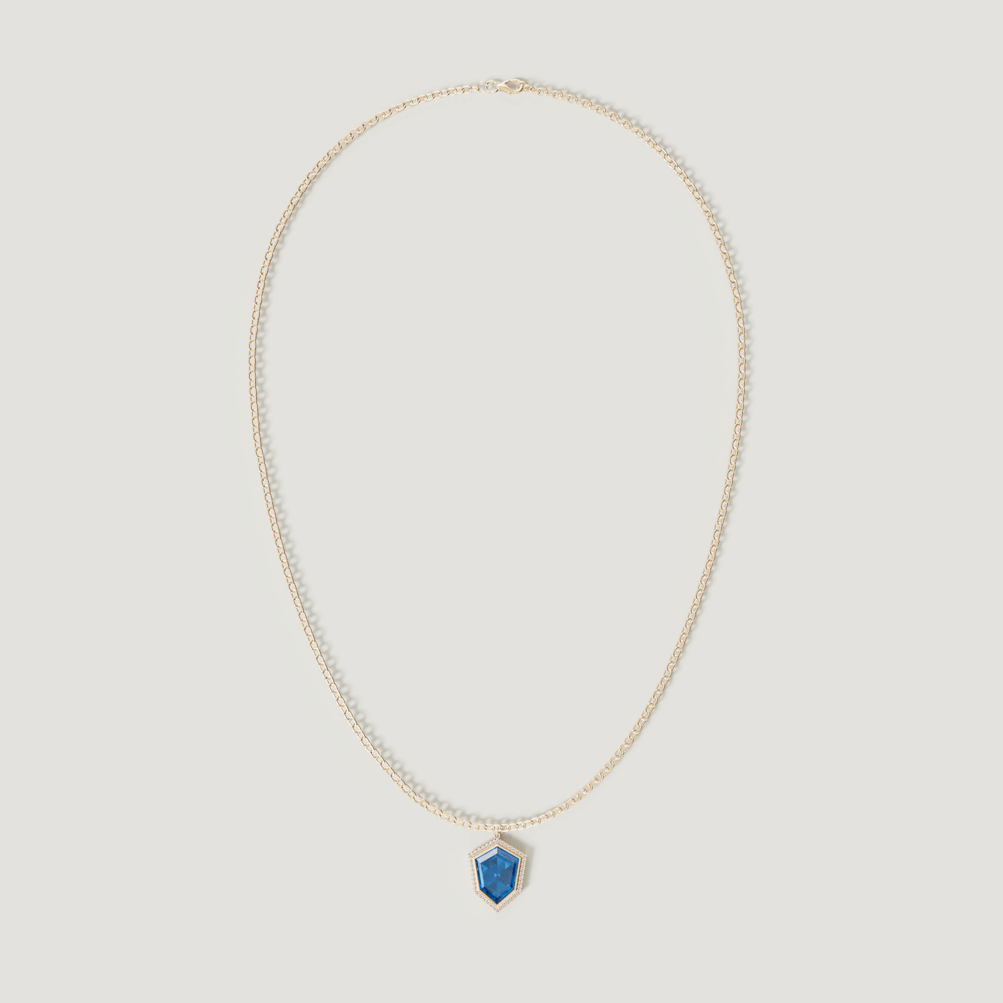 Spring 18k Yellow Gold Necklace With London Blue Topaz And Diamond