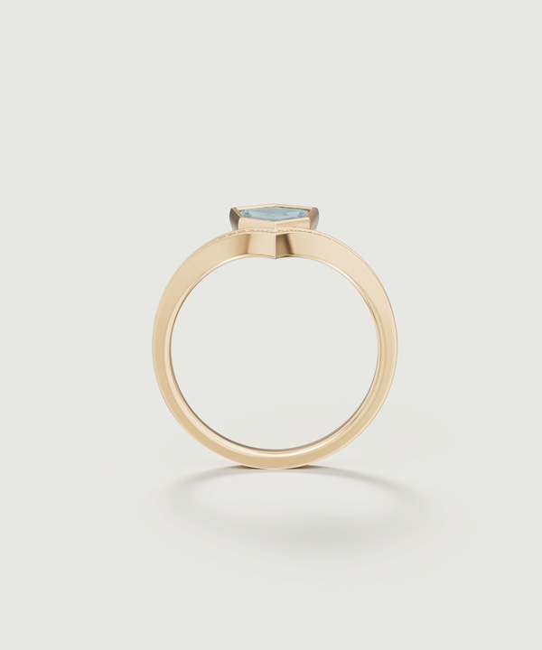 Spring 18k Yellow Gold Ring With London Blue Topaz And Diamond