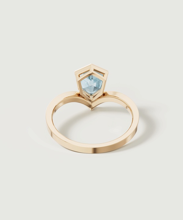 Spring 18k Yellow Gold Ring With London Blue Topaz And Diamond