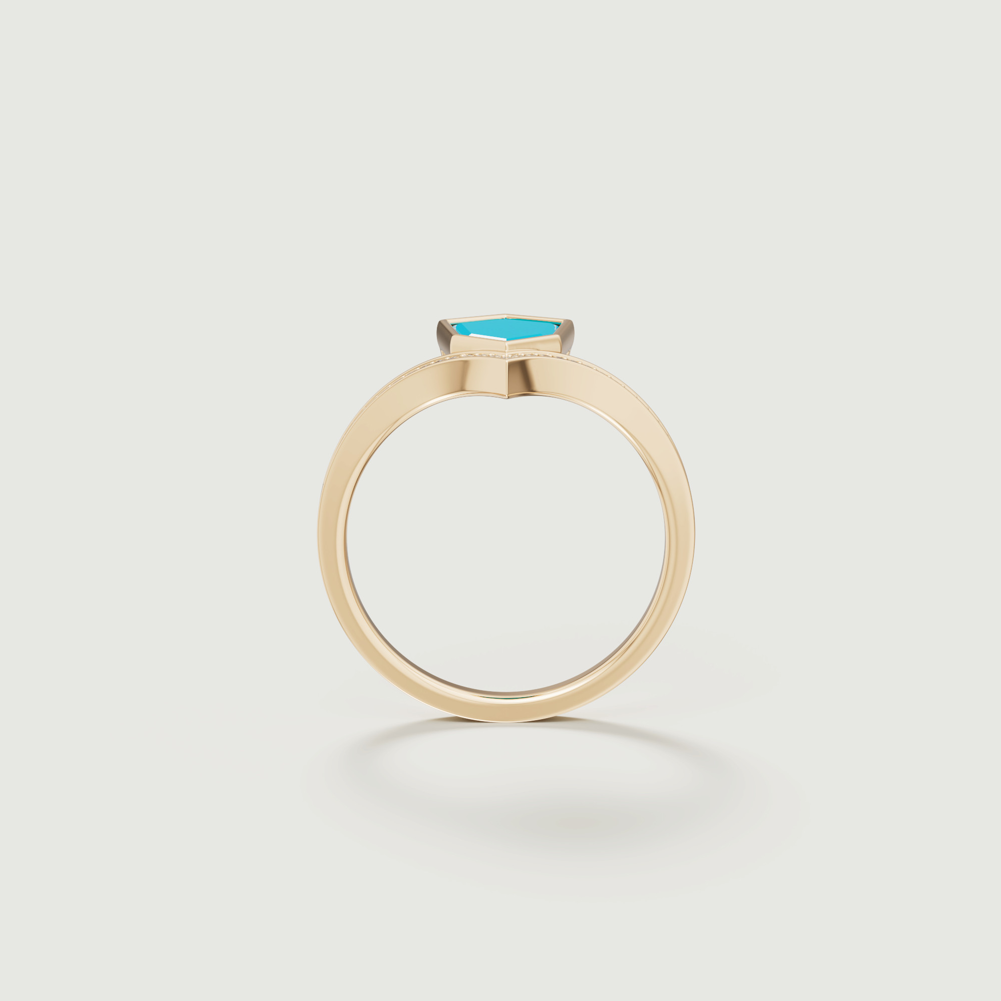 Spring 18k Yellow Gold Ring With Turquoise And Diamond