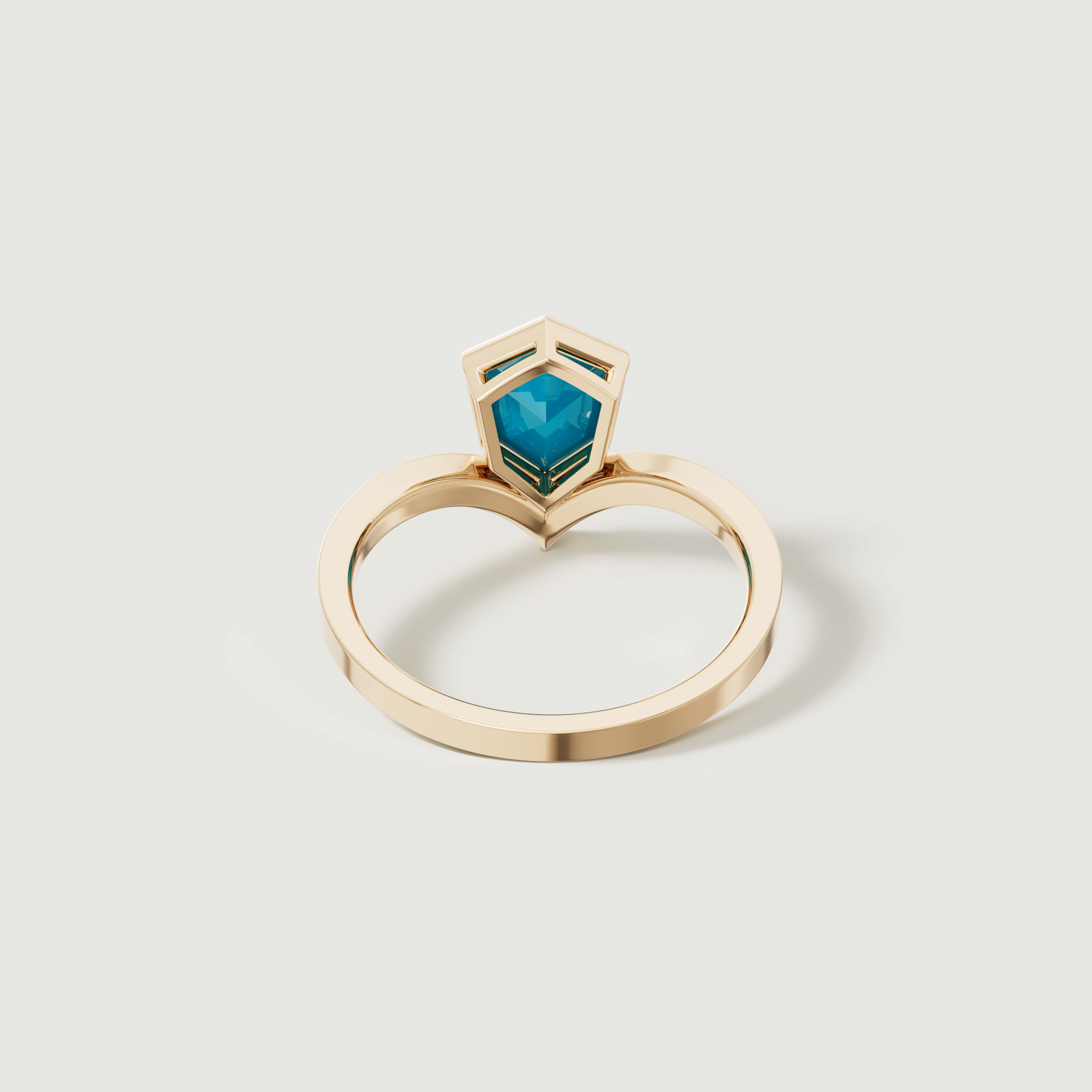 Spring 18k Yellow Gold Ring With Turquoise And Diamond