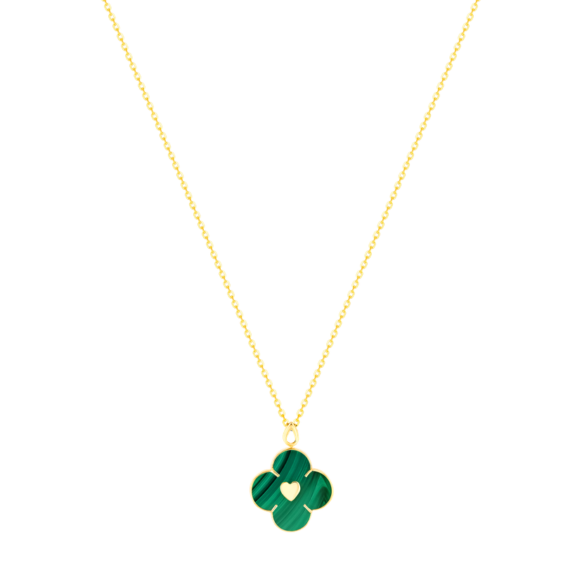 Ummi Yellow Gold Necklace With Diamond And Malachite
