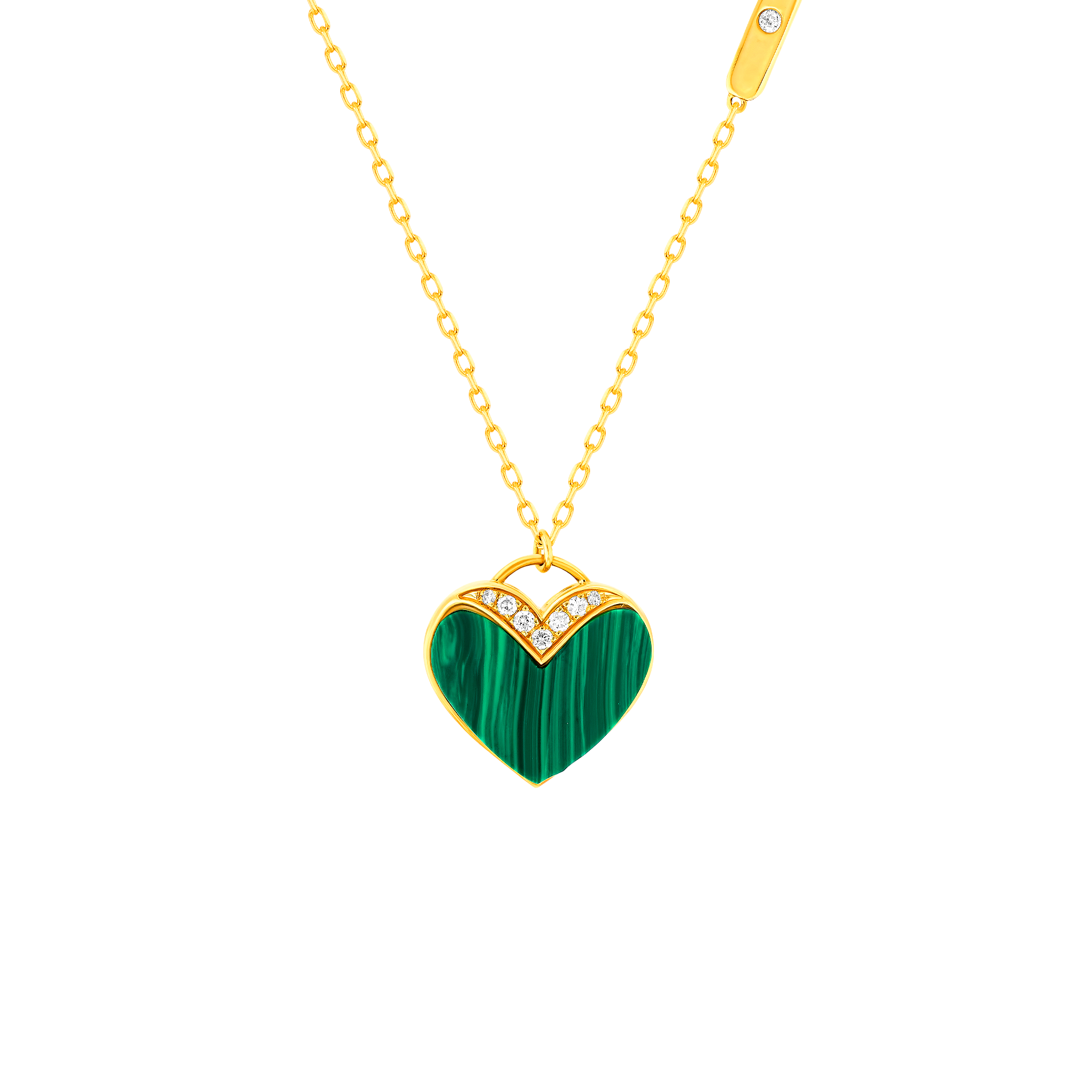 Damas Valentine'S Day Collection Necklace In 18K Yellow Gold Featuring Malachite And Diamonds