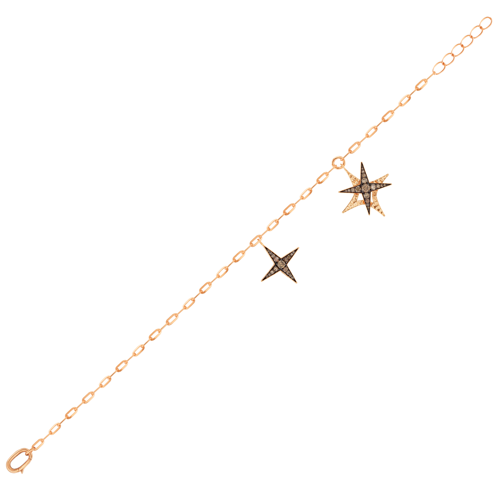 Star Adjustable Bracelet In 18k Rose Gold And Studded With Brown Diamonds