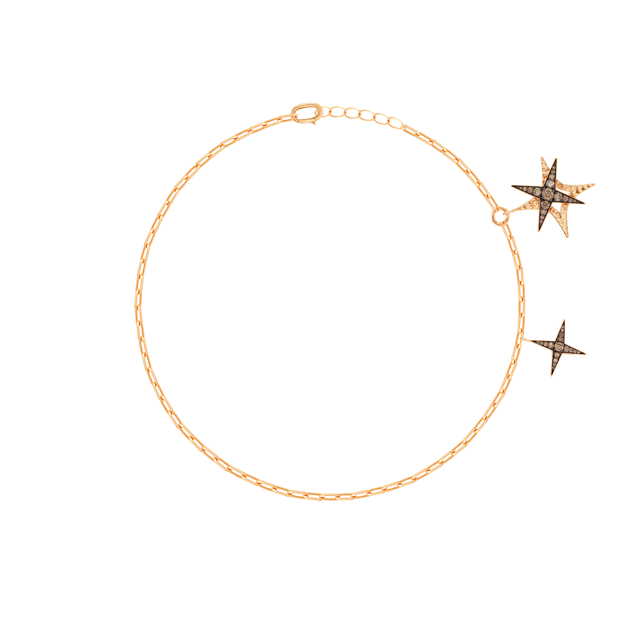 Star Adjustable Bracelet In 18k Rose Gold And Studded With Brown Diamonds