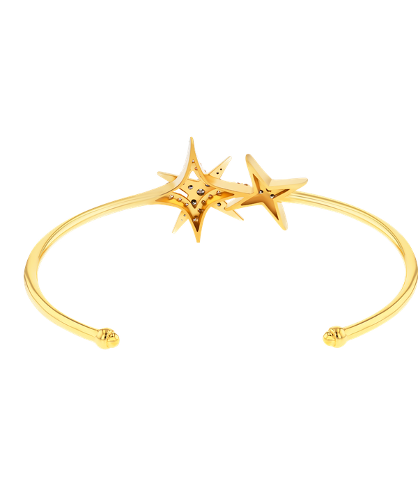 Star Bangle In 18k Yellow Gold And Studded With White Diamonds