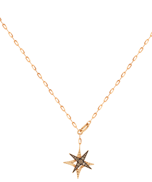 Star Necklace In 18k Rose Gold And Studded With Brown Diamonds
