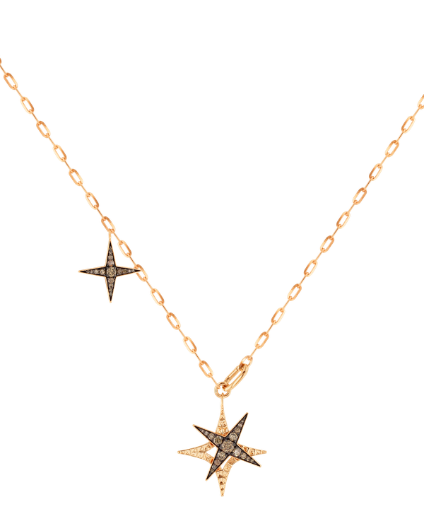 Star Necklace In 18k Rose Gold And Studded With Brown Diamonds