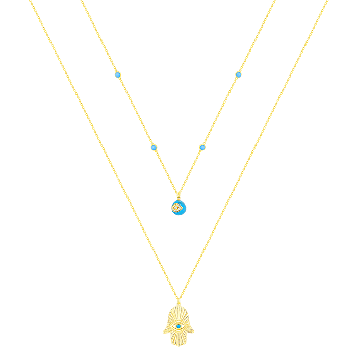 Talisman 18k Yellow Gold Diamond And Turquoise Necklace