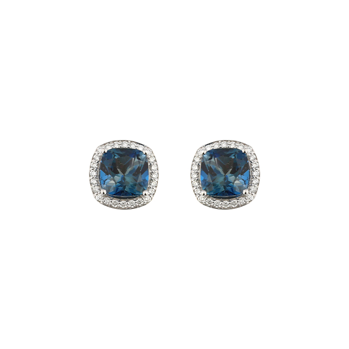 Vera 18k White Gold London Topaz And Diamond Earrings