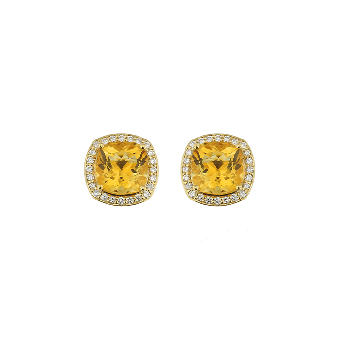 Vera 18k Yellow Gold Citrine And Diamond Earrings