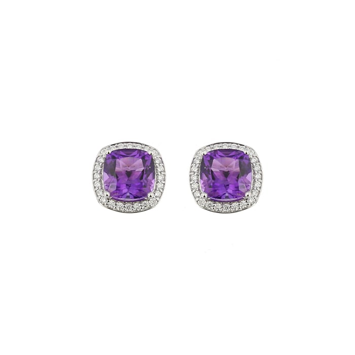 Halo Diamond Earring in 18K White Gold