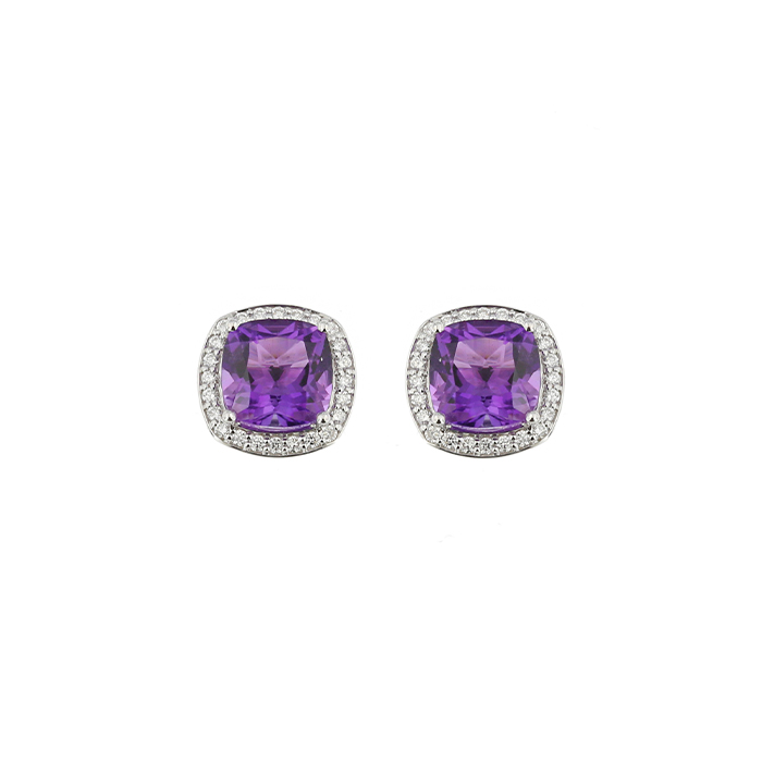 Vera 18k White Gold Amethyst And Diamond Earrings