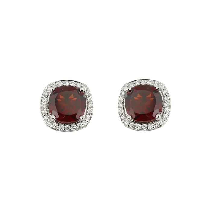 Vera 18k White Gold Garnet And Diamond Earrings