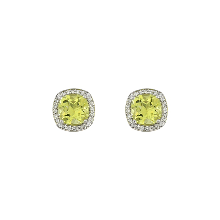 Vera 18k White Gold Yellow Quartz And Diamond Earrings
