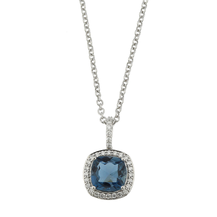 Vera 18k White Gold London Topaz And Diamond Necklace