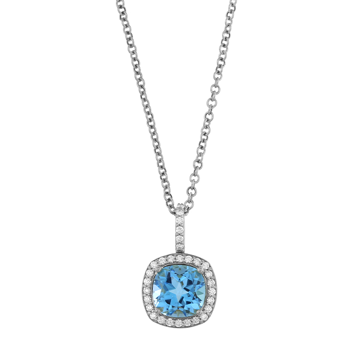 Vera 18k White Gold Topaz And Diamond Necklace