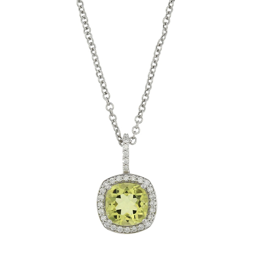 Vera 18k White Gold Yellow Quartz And Diamond Necklace