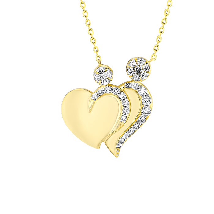 Youth 18k Yellow Gold And Diamond Heart Motif Pendant Necklace