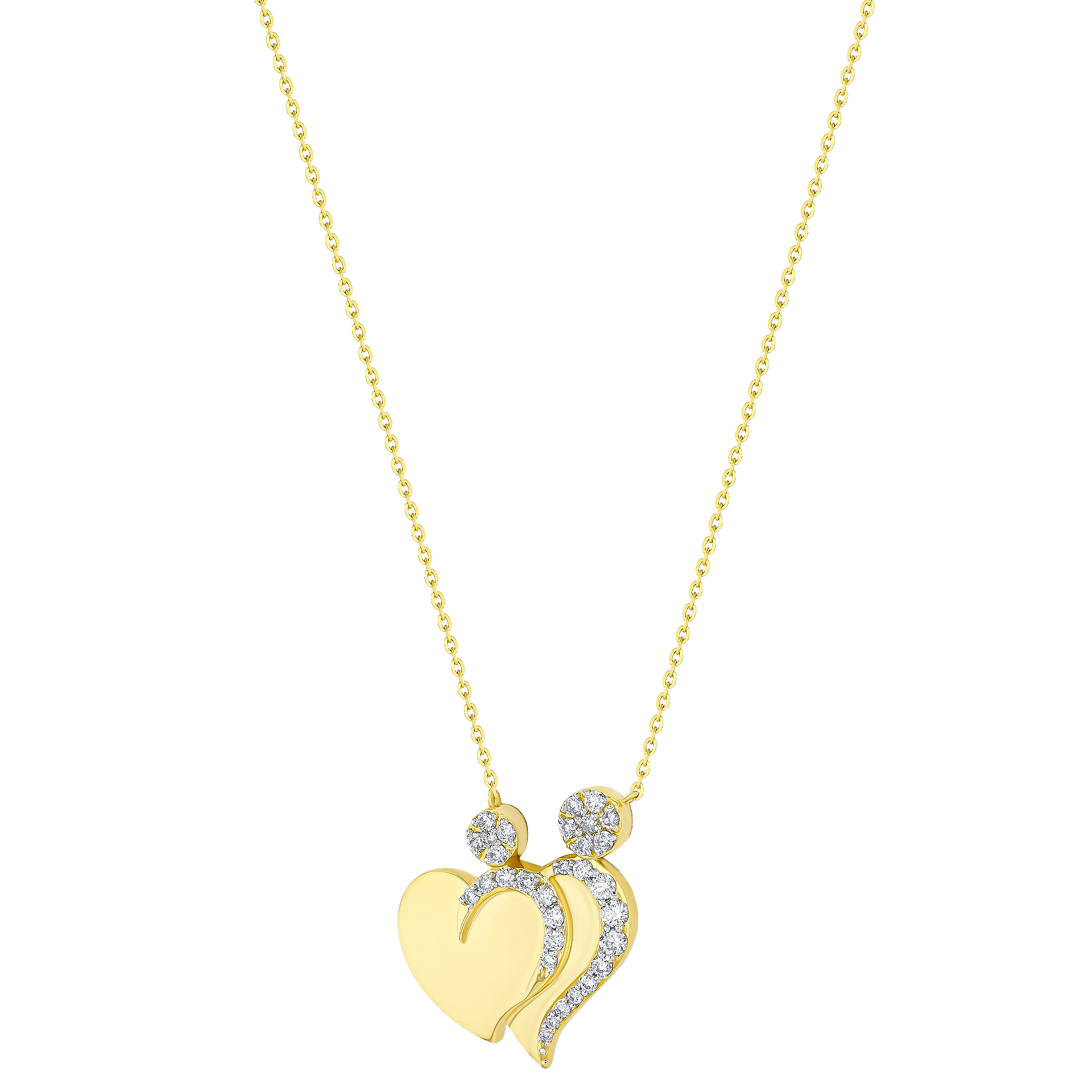 Youth 18k Yellow Gold And Diamond Heart Motif Pendant Necklace